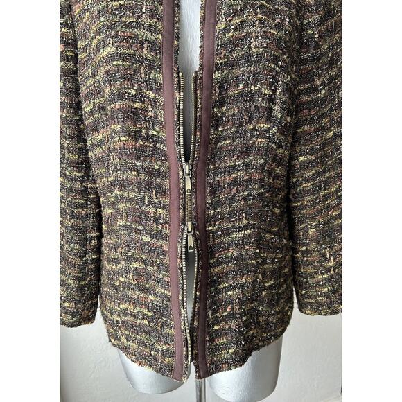 Lafayette 148 New York Tweed Wool Blend Zipper Blazer Jacket Women’s Size 8 - Picture 8 of 16